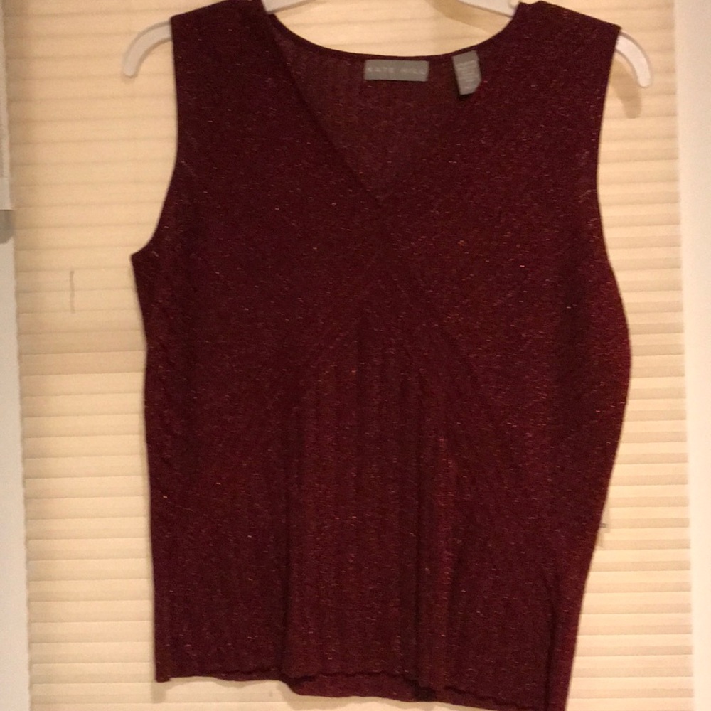 Kate Hill Sparkly dark red tank top great for holidays!!